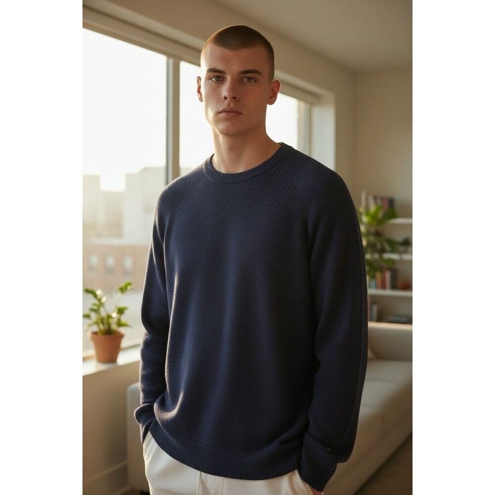 NWT Mizzen + Main Cassady Sweater Mens S Crewneck Dark Blue Casual Preppy Golf